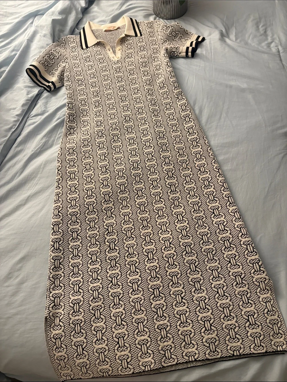Tory Burch Cream and Black Knit Polo Maxi Dress - Picture 5 of 7